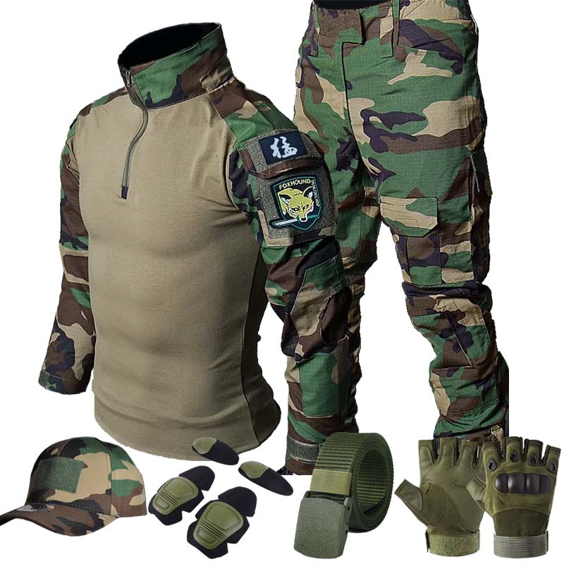 Hunting Outdoor Shirts - Seragam Kargo Taktis Hijau Hutan Set