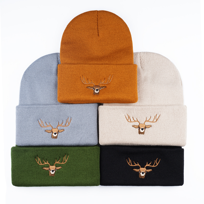 Hunting Outdoor Christmas Decorations - Topi Rajut Dewasa Bordir Kepala Rusa