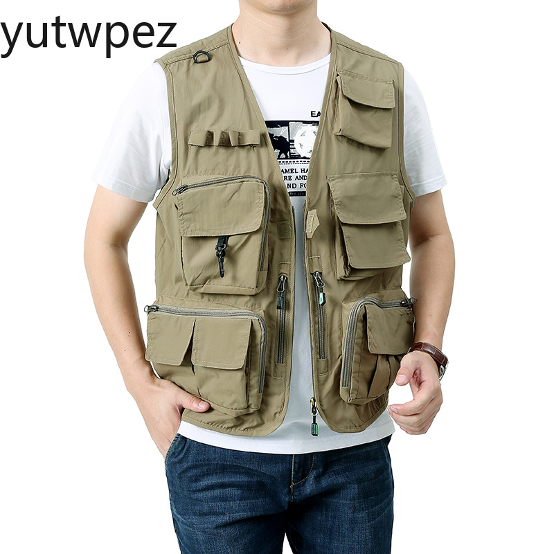 Safari Outdoor Hunting Jackets - Rompi Pria Tanpa Lengan Bordir, Ringan,