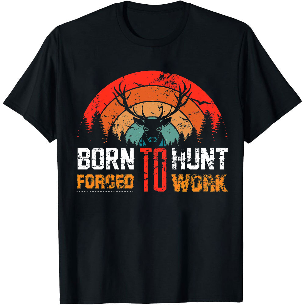Outdoor Hunting Graphic Tees - Kaos Grafis Siluet Rusa Born To