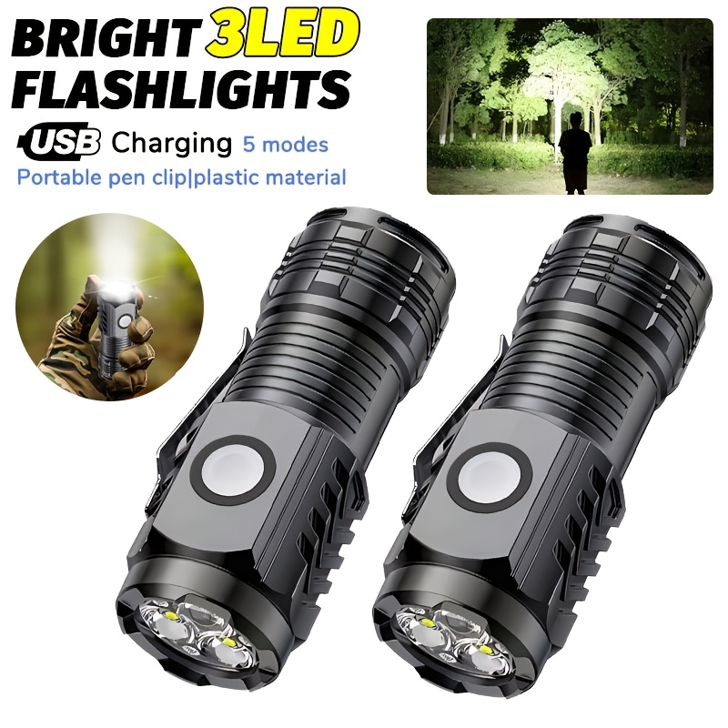 Tactical Flashlight Rechargeable - Senter LED Mini Portabel, Senter Genggam