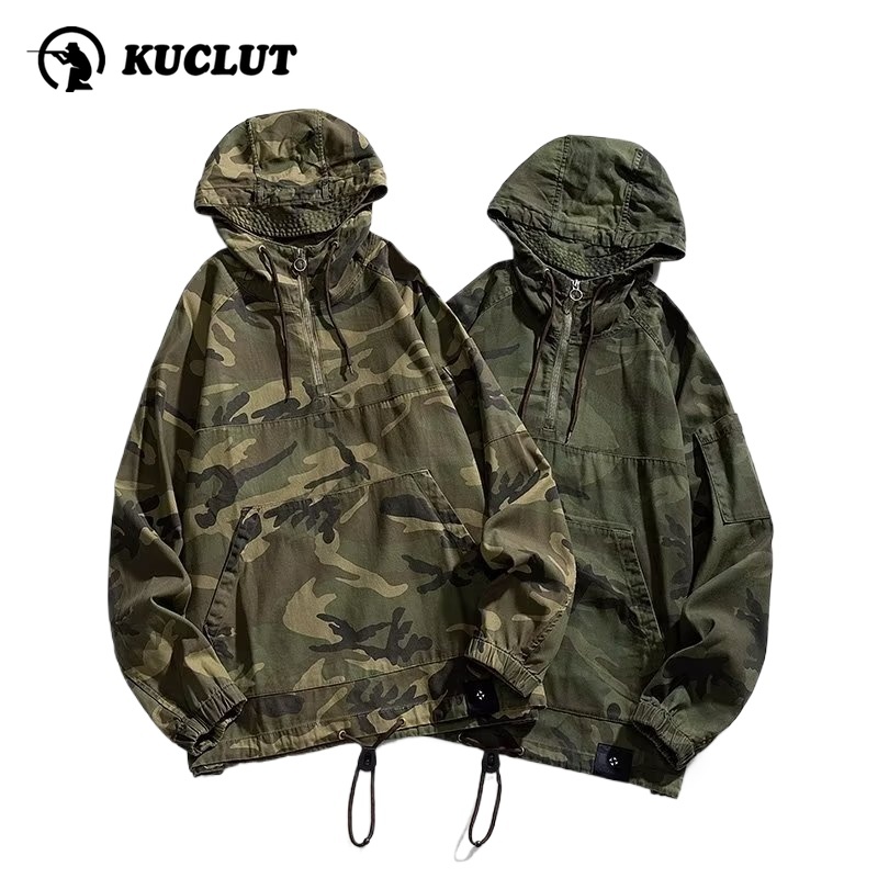 Safari Outdoor Hunting Jackets - Jaket kamuflase bertudung untuk pria, pakaian