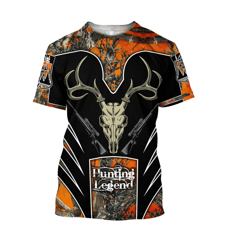 Outdoor Hunting Graphic Tees - 1 Buah Kaus Pria Musim Panas