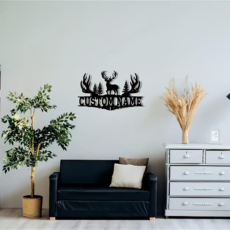 Hunting Outdoor Christmas Decorations - Seni Dinding Logam Tanduk Rusa Rustic