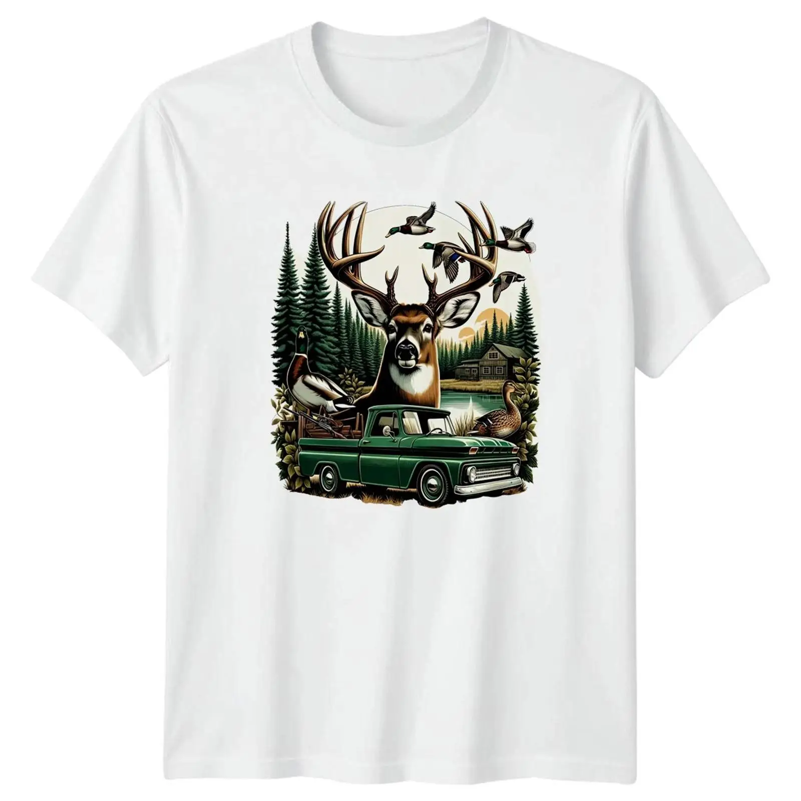 Outdoor Hunting Graphic Tees - Kaos Pria Deer Duck Hunting Lodge