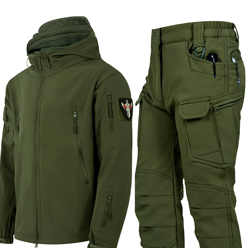 Safari Outdoor Hunting Jackets - Jaket Taktis Soft Shell Berkerudung Anti