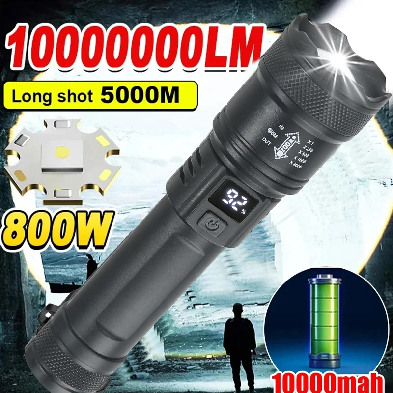 Tactical Flashlight Rechargeable - Senter LED Daya Tinggi Kuat, Senter