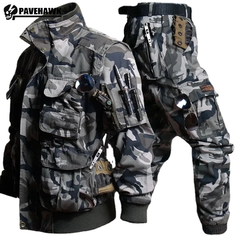 Safari Outdoor Hunting Jackets - Setelan kamuflase pria, jaket taktis Multi