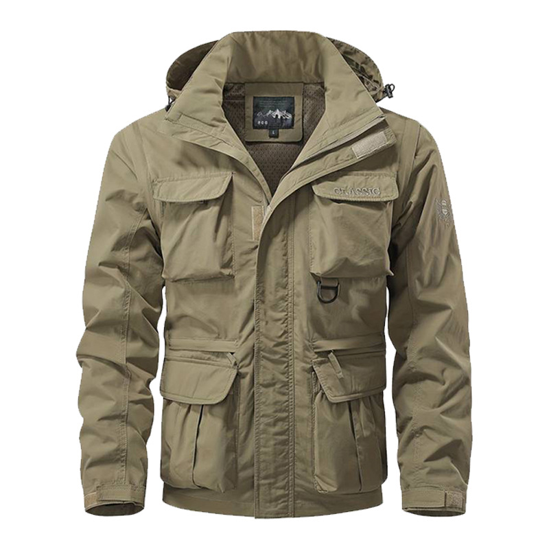 Safari Outdoor Hunting Jackets - Jaket berkerudung tahan angin dengan lengan