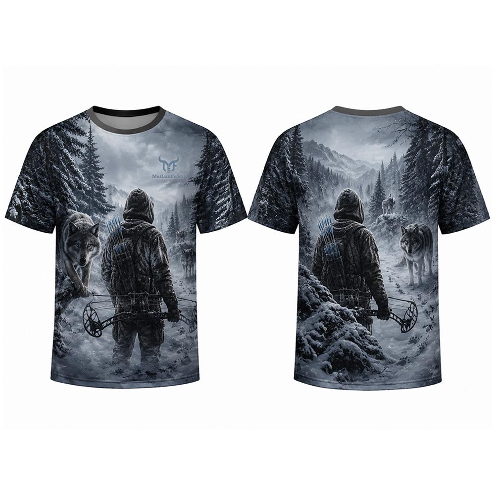 Kaos 3D Print Gothic Skull Arc - Outdoor Hunting Graphic Tees ulasan dan harga