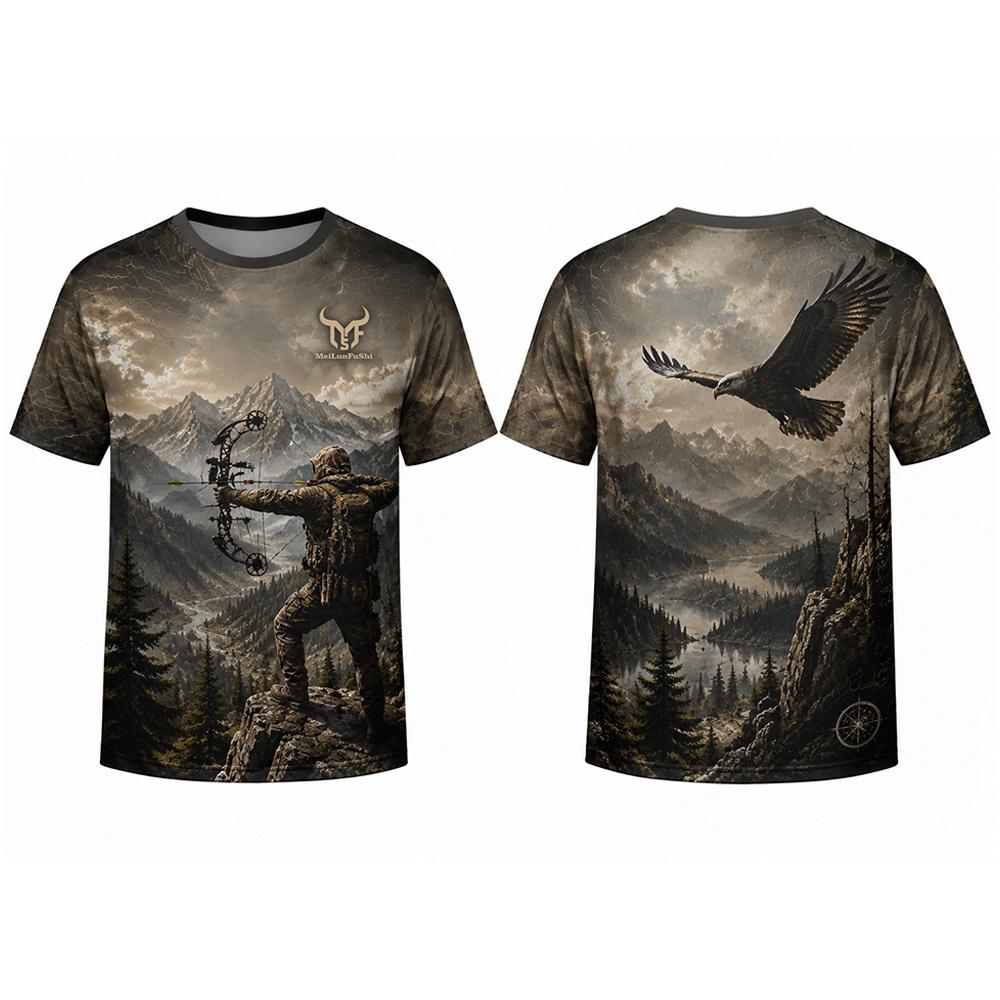 Kaos 3D Print Gothic Skull Arc - Outdoor Hunting Graphic Tees ulasan dan harga