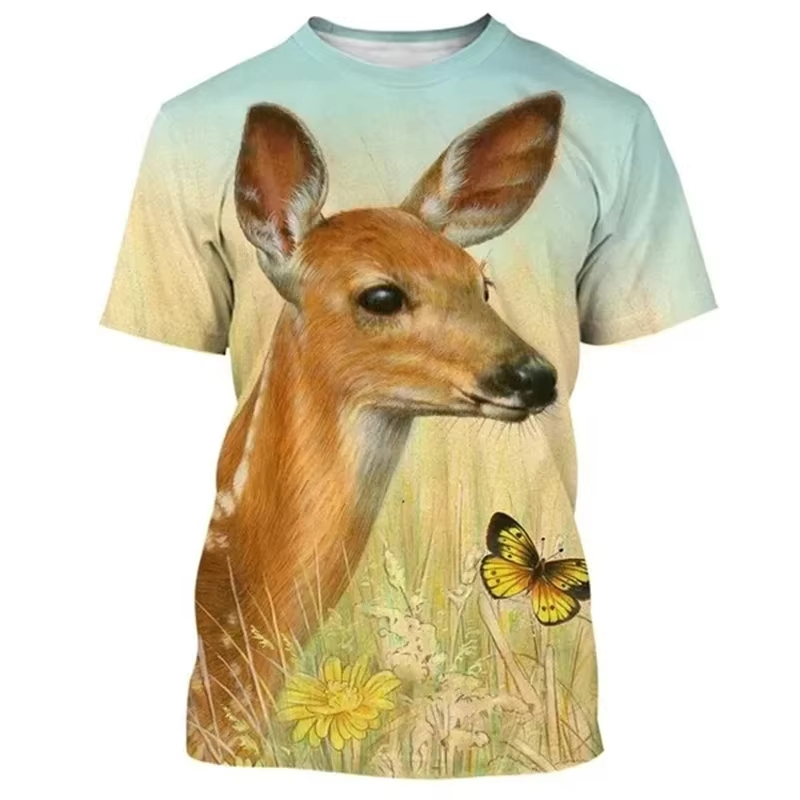 Kaus Gambar rusa 3D kaus kerah - Outdoor Hunting Graphic Tees ulasan dan harga