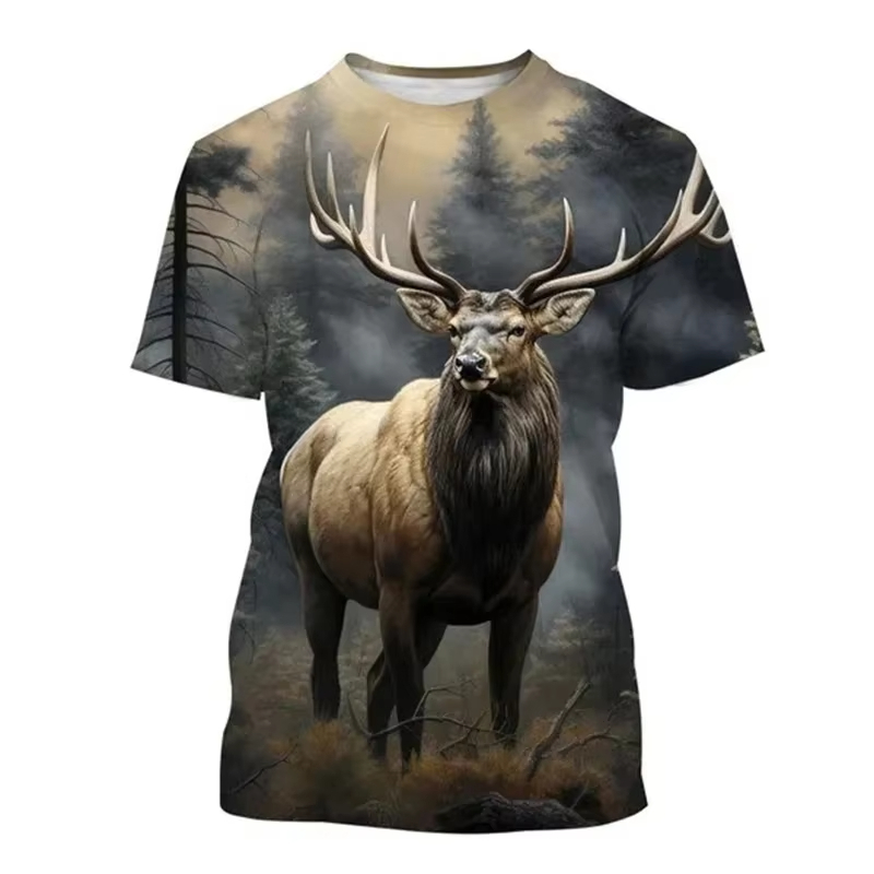 Kaus Gambar rusa 3D kaus kerah - Outdoor Hunting Graphic Tees ulasan dan harga