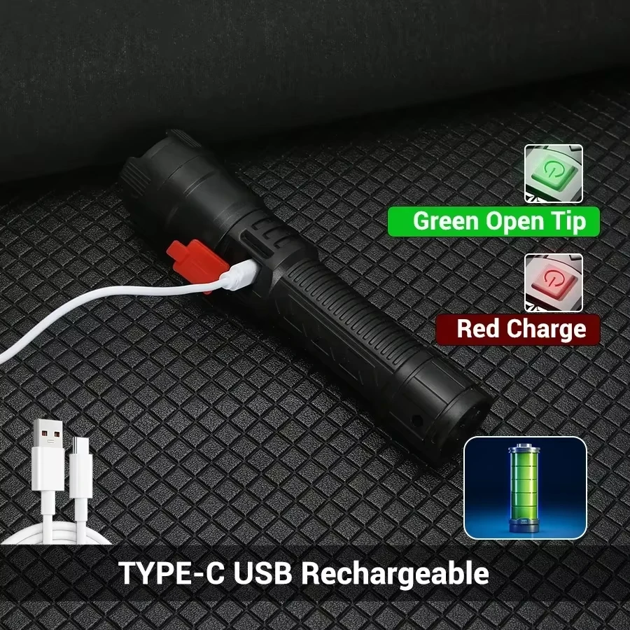 Senter LED Taktis 2000LM USB I - Tactical Flashlight Rechargeable ulasan dan harga
