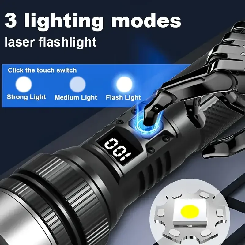 Senter LED 900000LM yang Kuat, - Tactical Flashlight Rechargeable ulasan dan harga