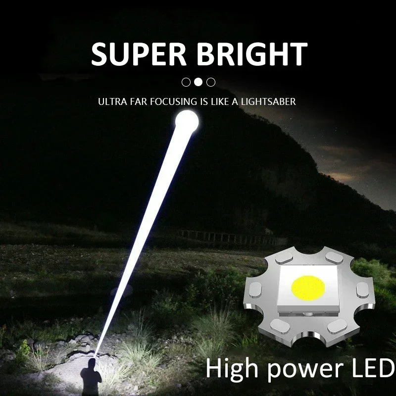 Senter LED 900000LM yang Kuat, - Tactical Flashlight Rechargeable ulasan dan harga