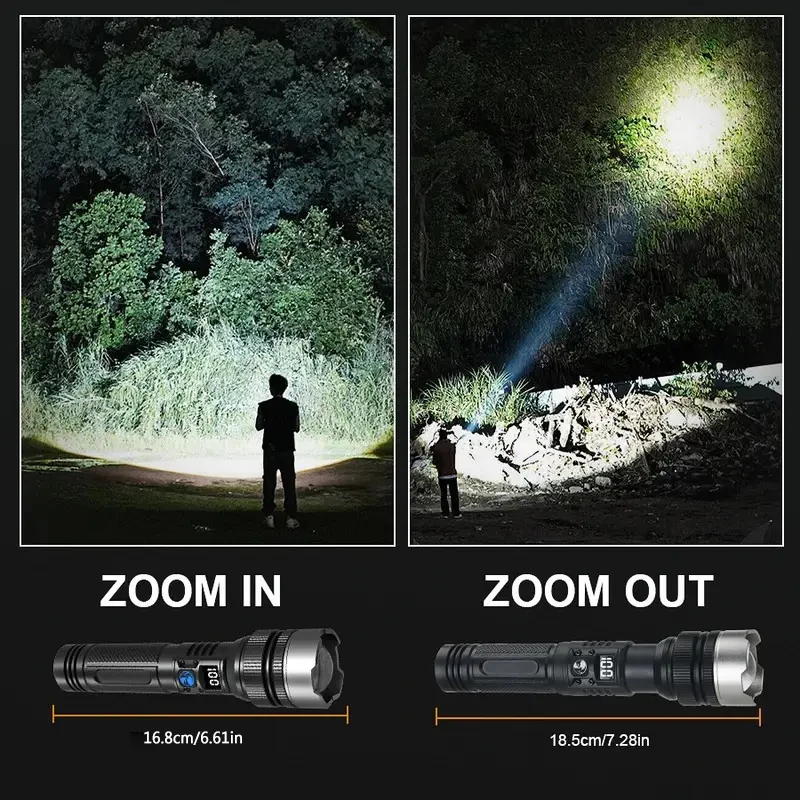 Senter LED 900000LM yang Kuat, - Tactical Flashlight Rechargeable ulasan dan harga