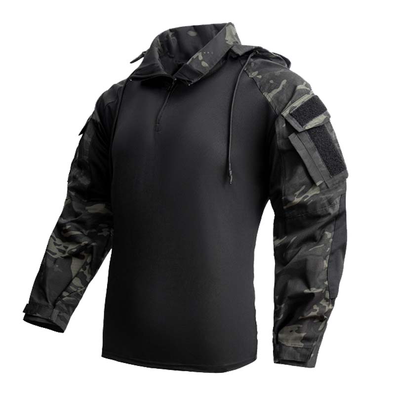Kaos Pria 1/4 Zip Lengan Panja - Outdoor Hunting T Shirts ulasan dan harga