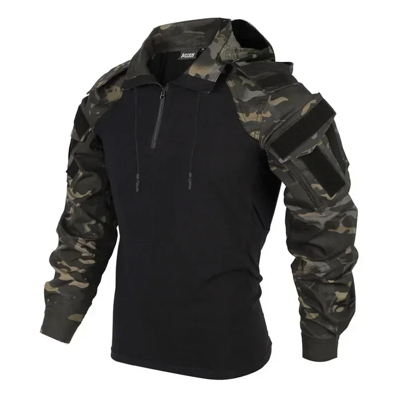 Kaos Pria 1/4 Zip Lengan Panja - Outdoor Hunting T Shirts ulasan dan harga