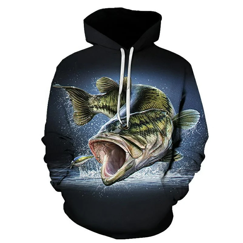 Hoodie pria dengan pola ikan k - Outdoor Hunting Hoodie ulasan dan harga