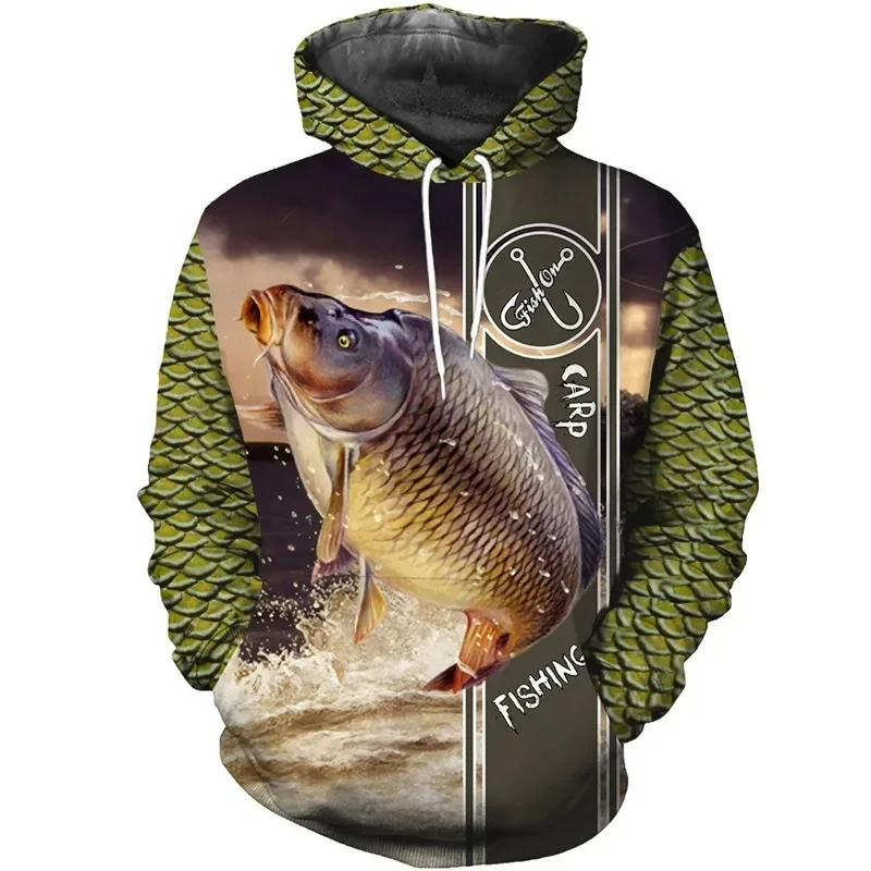 Hoodie pria dengan pola ikan k - Outdoor Hunting Hoodie ulasan dan harga