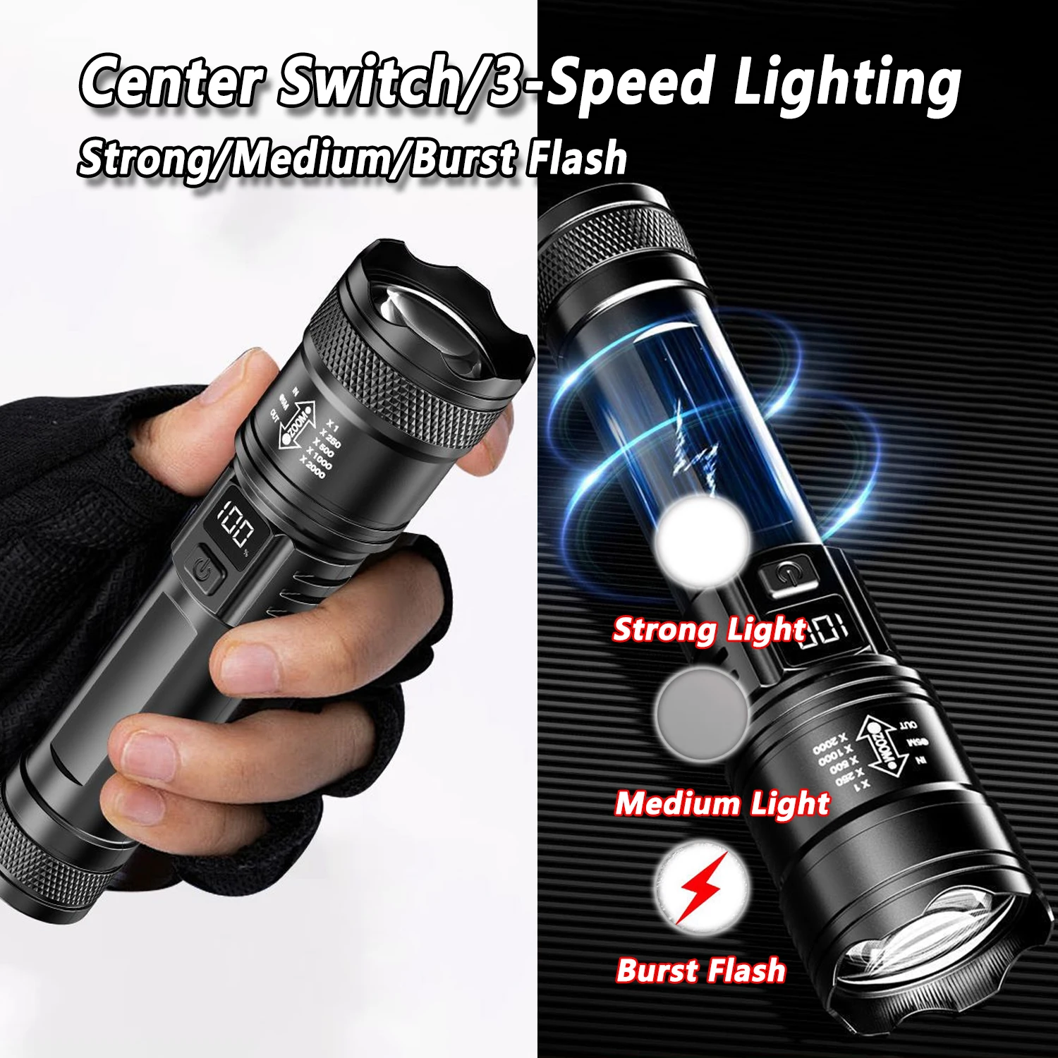 Senter LED Ultra Terang 2000LM - Tactical Flashlight Rechargeable ulasan dan harga