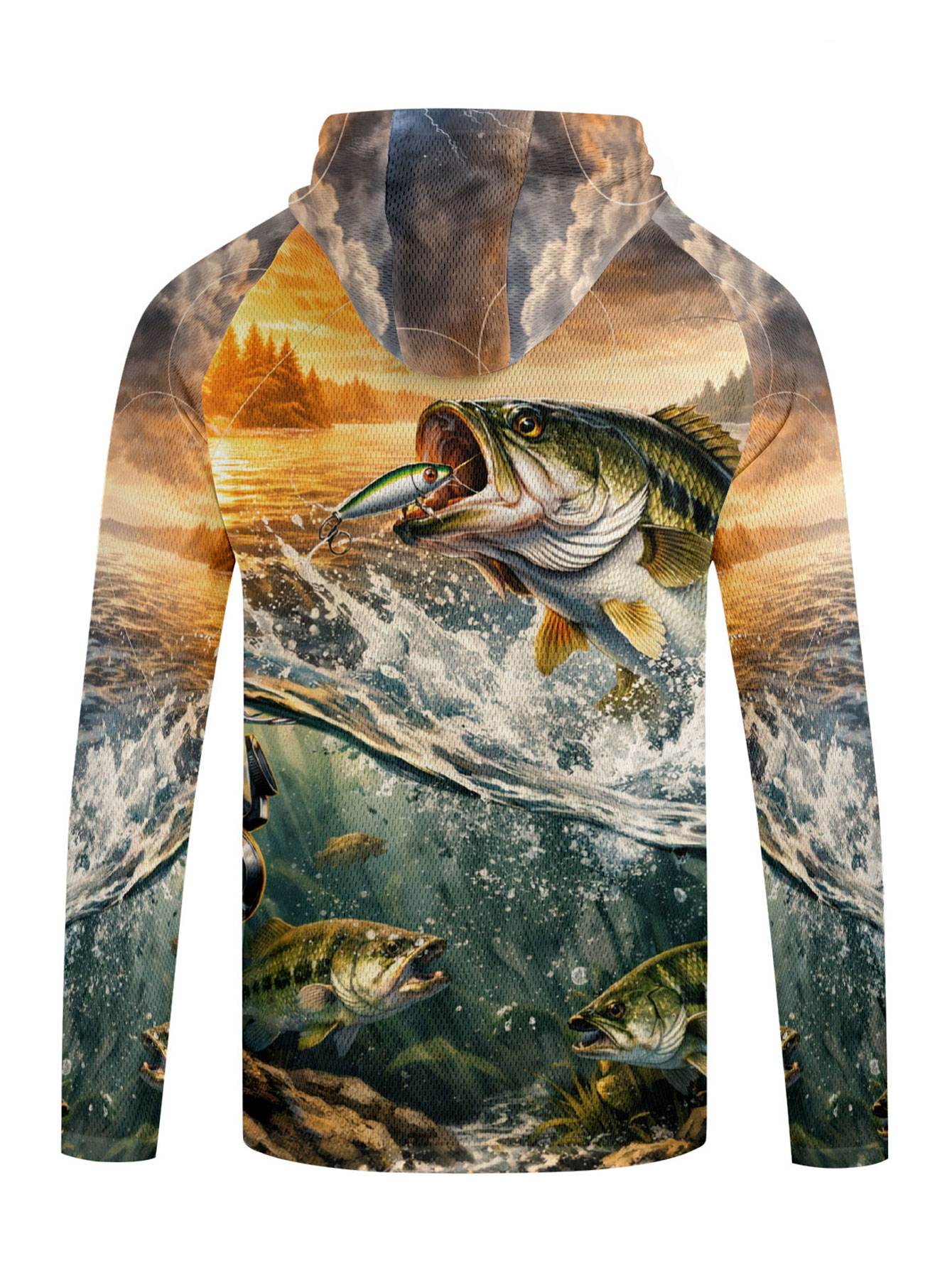 Kaos Hoodie Pancing Ikan Bass  - Outdoor Hunting Hoodie ulasan dan harga