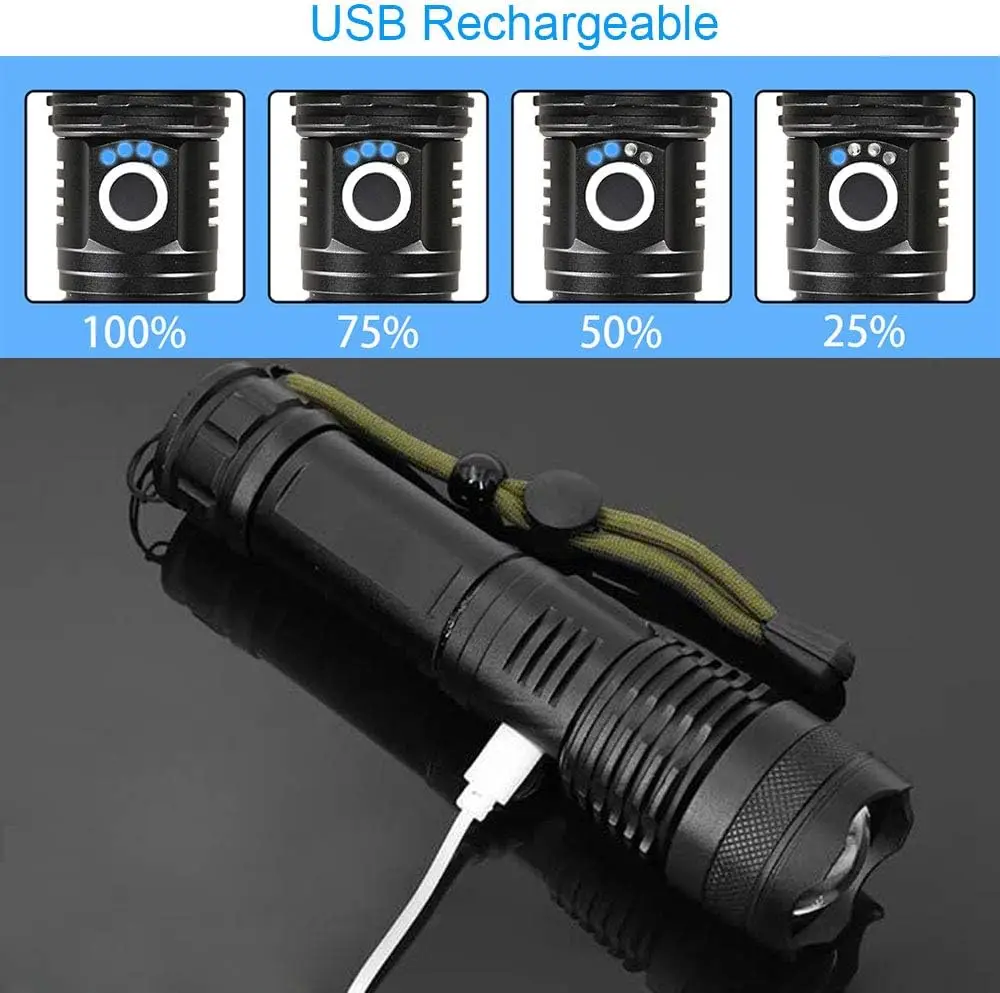 Senter LED Daya Tinggi Dapat D - Tactical Flashlight Rechargeable ulasan dan harga